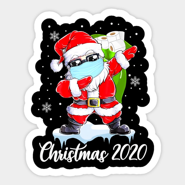 Merry Christmas 2020 Quarantine Santa Dabbing With Face Mask Sticker by lostbearstudios